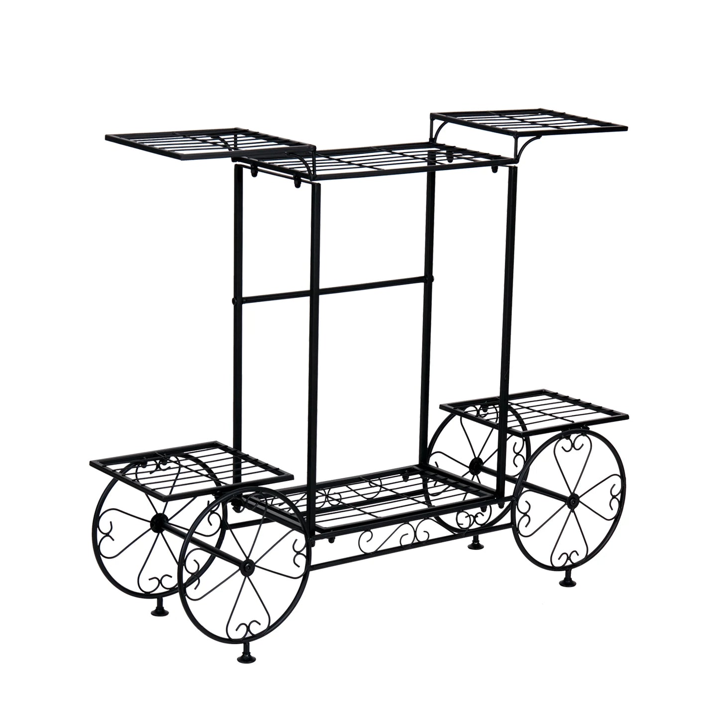 Large metal garden cart plant stand