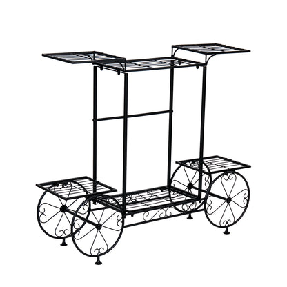 Large metal garden cart plant stand