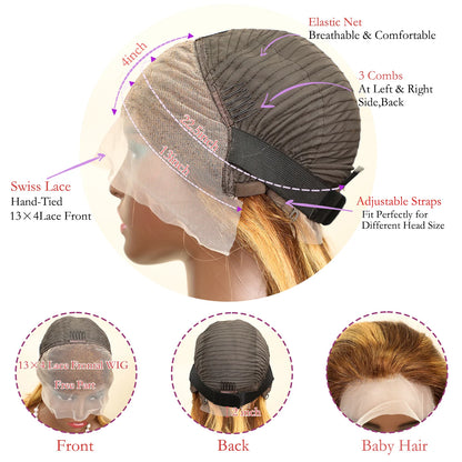 Transparent lace front human hair wig