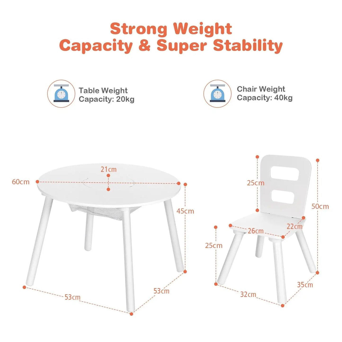 Kid's round wooden activity table & chair set