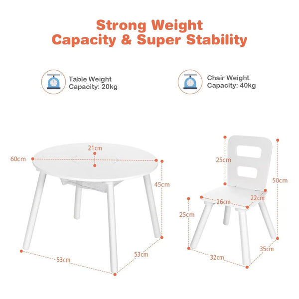 Kid's Round Wooden Activity Table & Chair Set