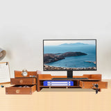 2 Keys Computer Rack with Drawers & Phone Holder Wood