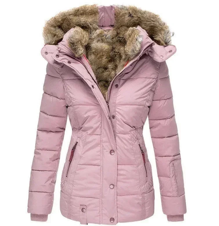 Winter warm wool collar cotton coat