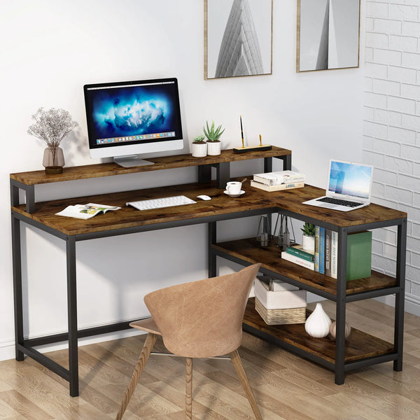 Workstation Computer Desk with 3 Shelves
