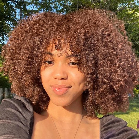 Afro kinky curly human hair wigs with bangs