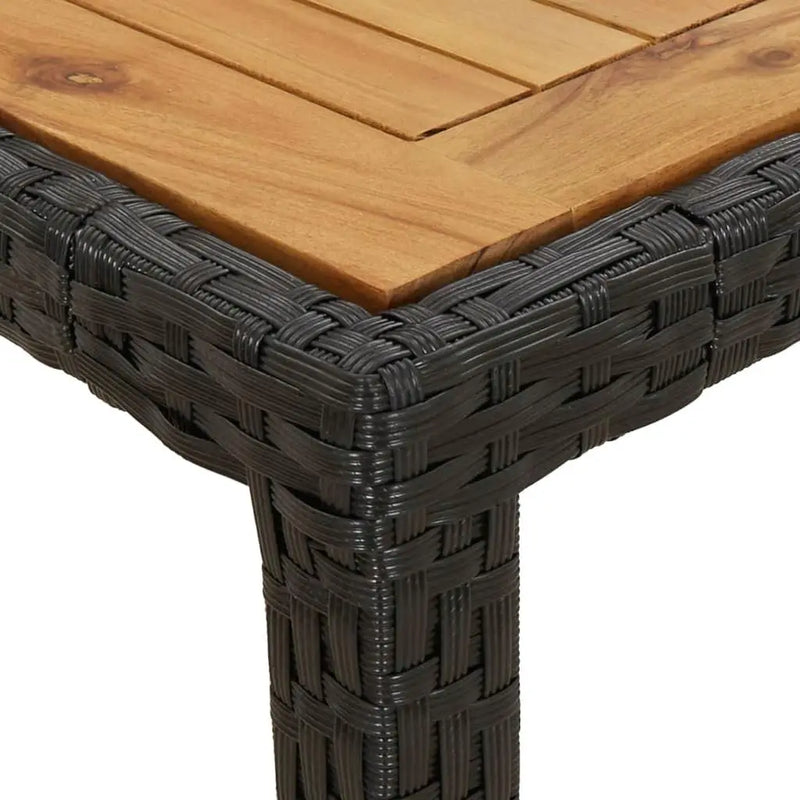 Durable Poly Rattan & Acacia Wood Garden Table