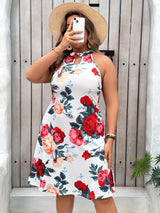 Plus Size Leopard Print Curved Hem Dress
