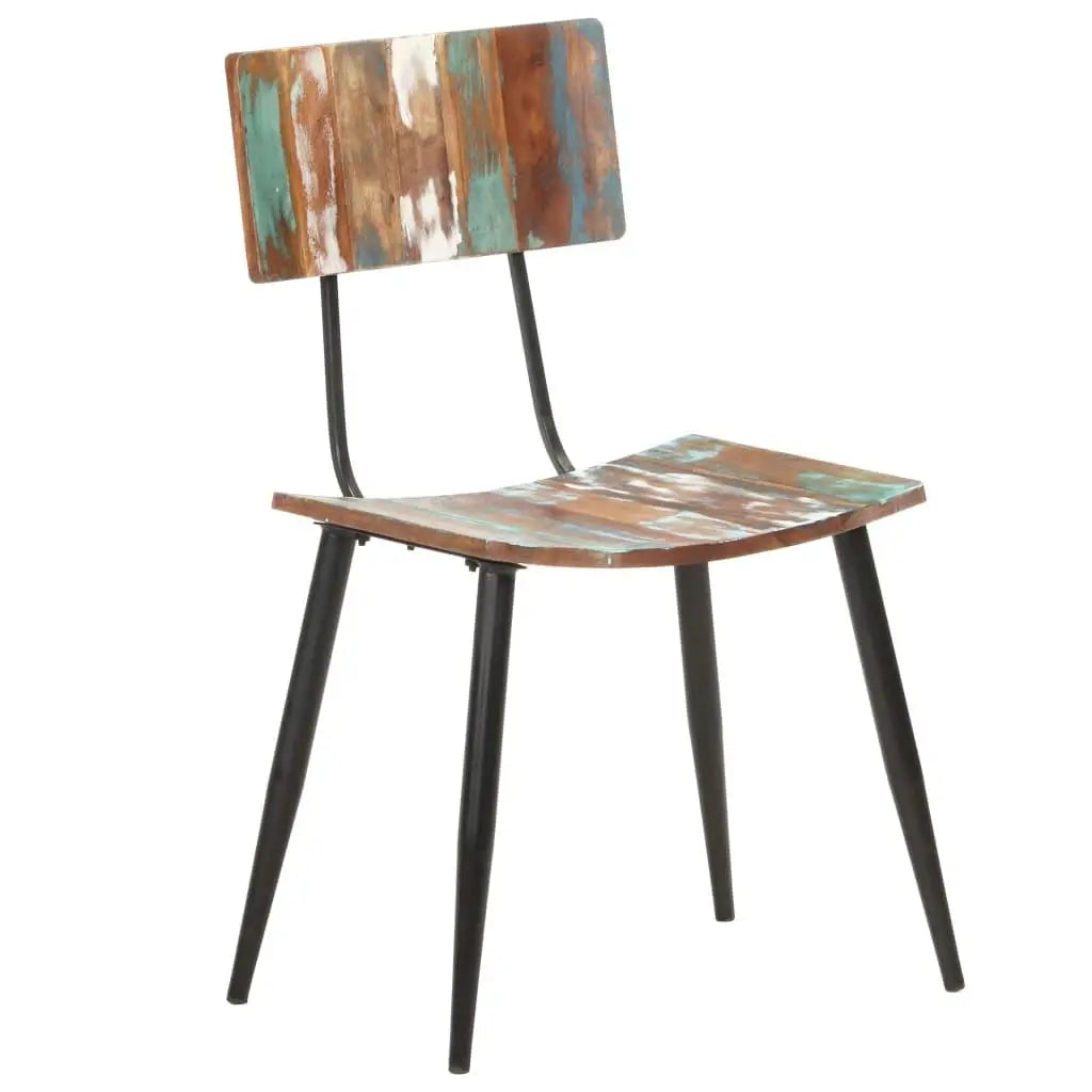 Solid reclaimed wood dining chairs set