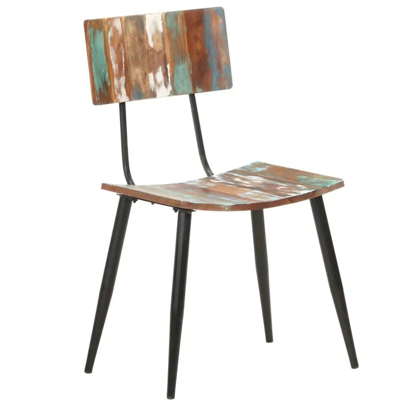 Solid reclaimed wood dining chairs set