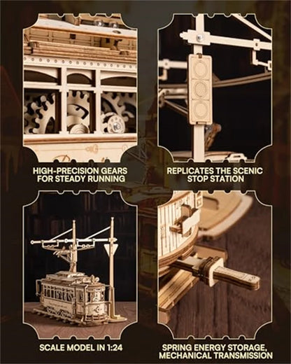 3d wooden puzzle gear drive tram
