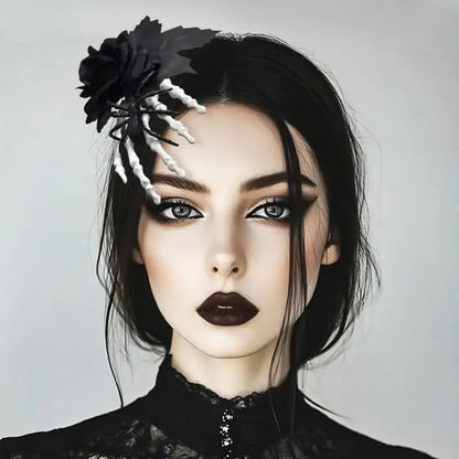 Halloween Black Rose Hairpin