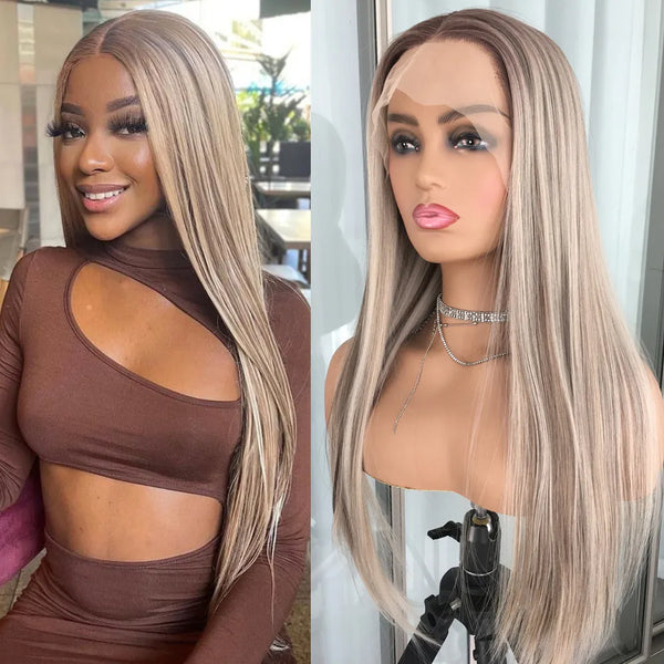 Highlight Blonde Platinum Straight Lace Front Wig