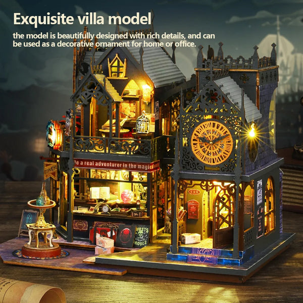 Miniature House Kit with LED Lights Wooden Dolls House
