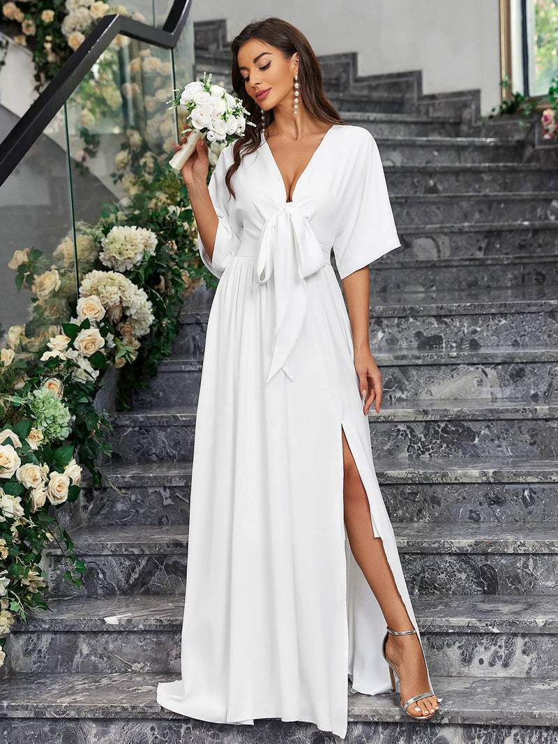 Long Brush Drag Women's Elegant Bridal Gown