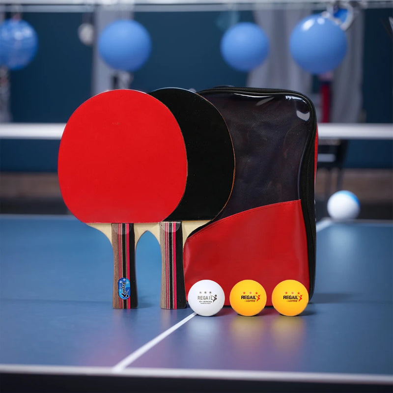 Professional Table Tennis Ping Pong Paddle 2 Rackets & 3 Balls