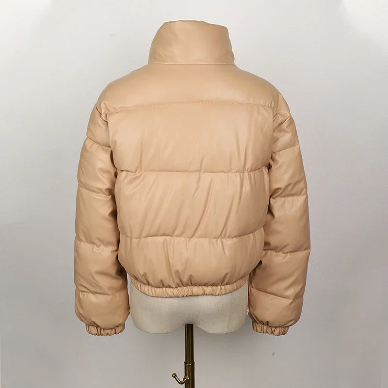 Women's elegant zipper faux leather jackets