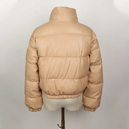 Women's elegant zipper faux leather jackets