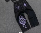 Gothic Retro Cross Rhinestone Wide Leg Trouser