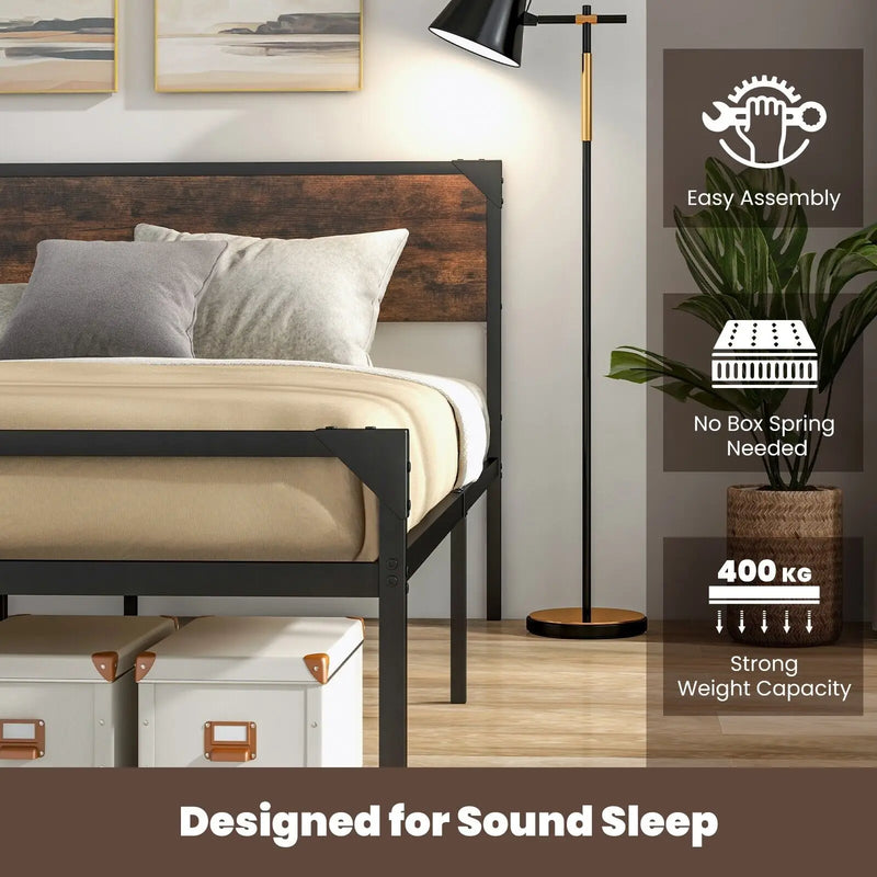Industrial Metal Platform King Bed Frame