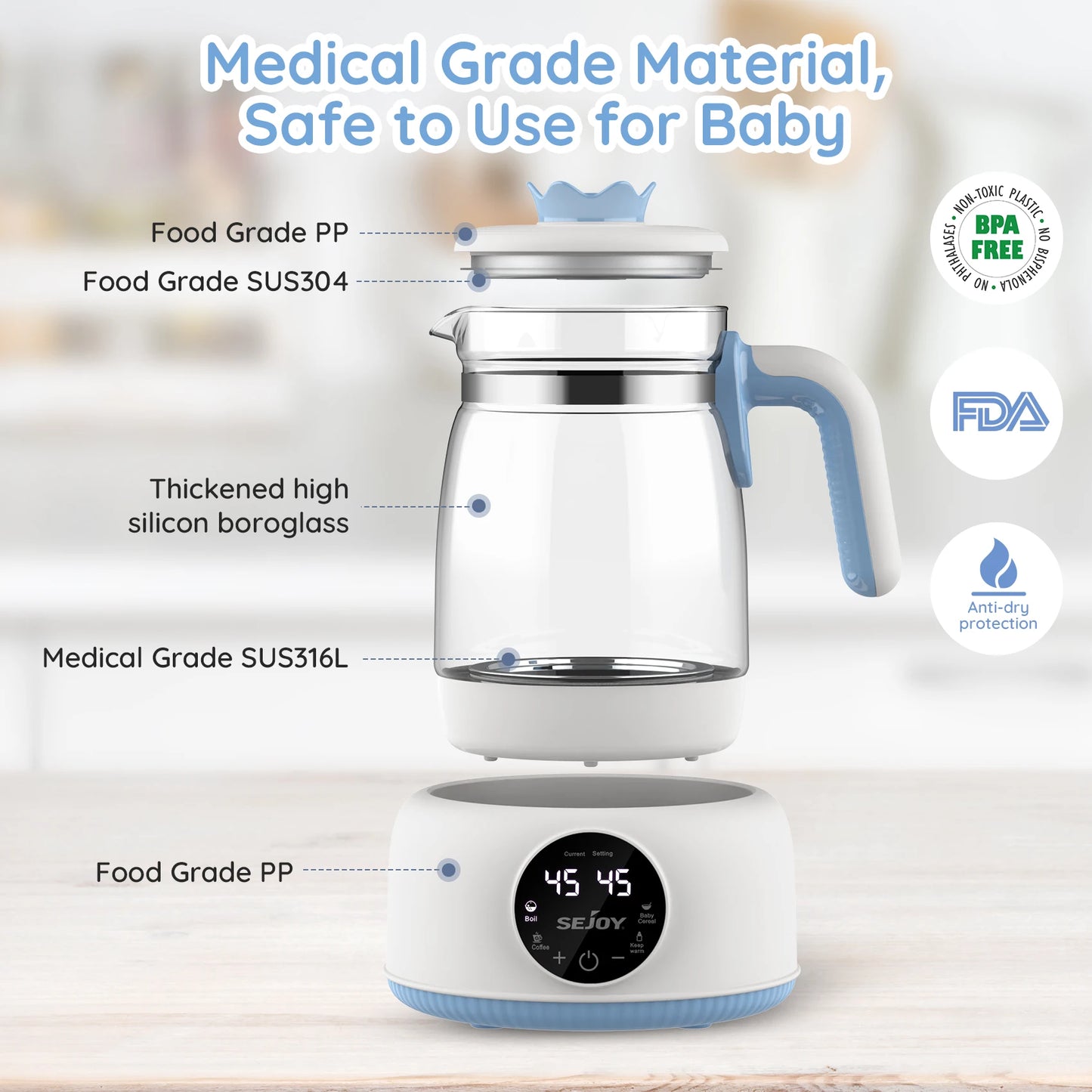 Electric baby formula kettle