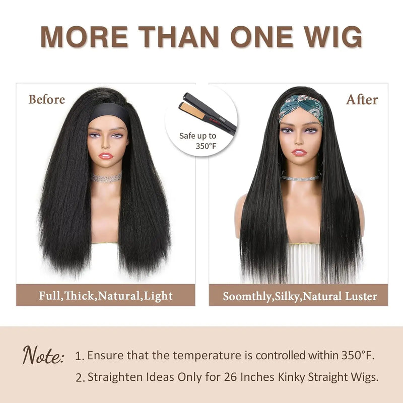 Kinky Straight Headband Synthetic Wig