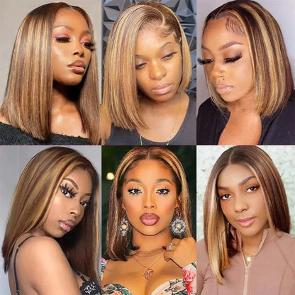 Transparent lace front human hair wig