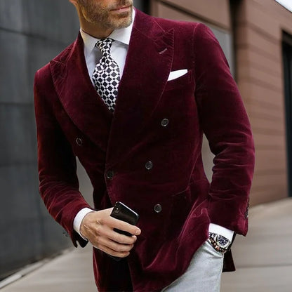 Men's velvet double breasted blazer