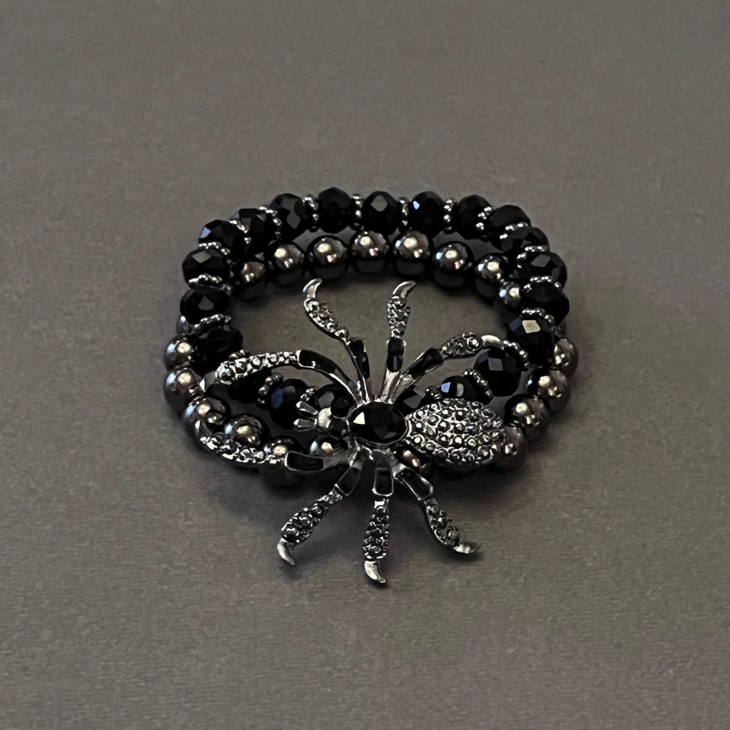 Gothic Black Spider Beads Halloween Bracelet