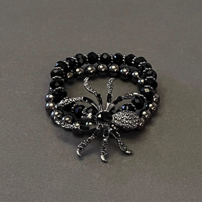 Gothic Black Spider Beads Halloween Bracelet