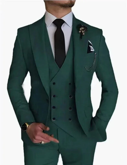 Men's peak lapel business 3piece blazer