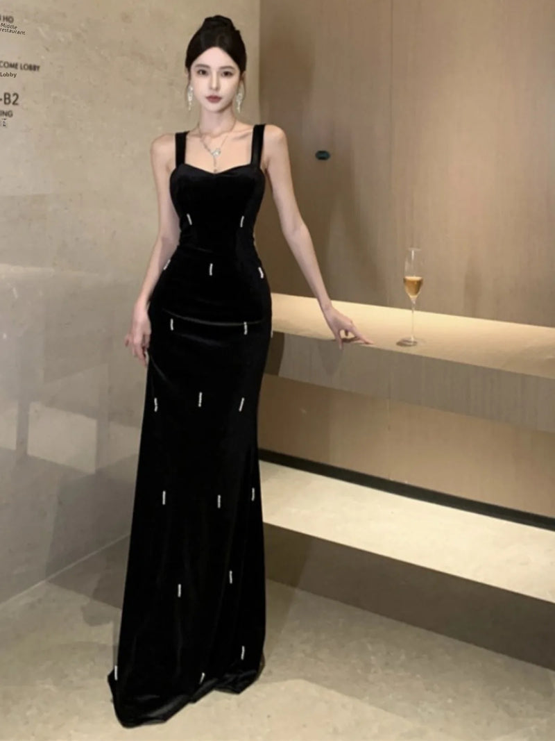Elegant Velvet Long Dress