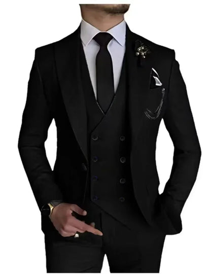 Men's peak lapel business 3piece blazer