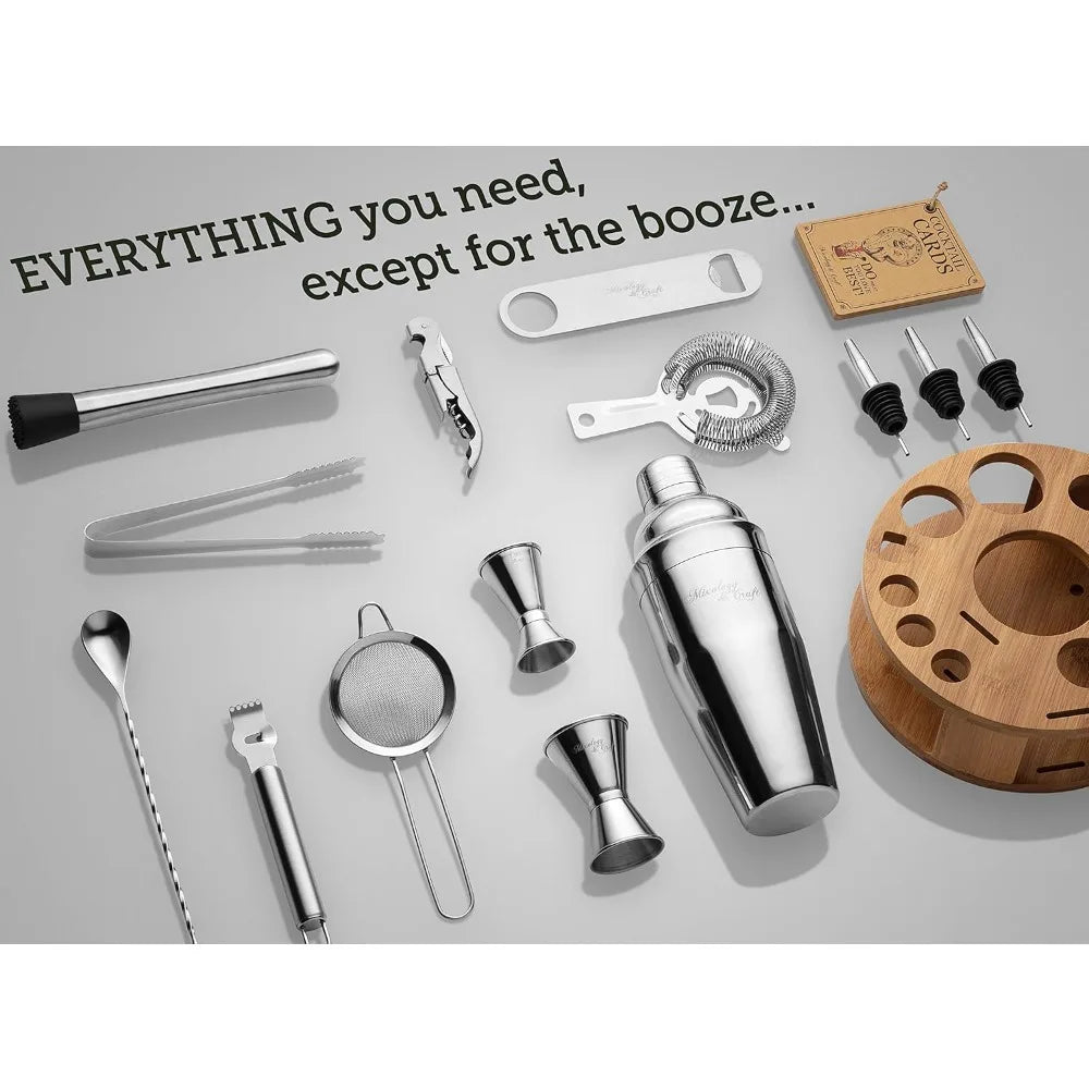 15 piece cocktail shaker and bar accessories set