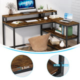 Workstation Computer Desk with 3 Shelves