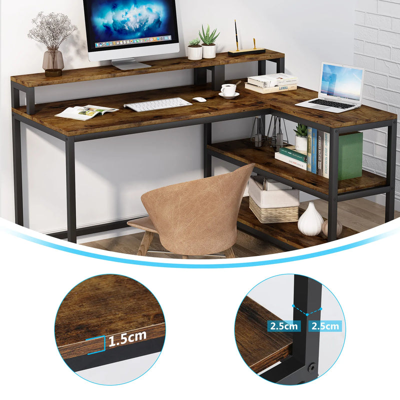 Workstation Computer Desk with 3 Shelves