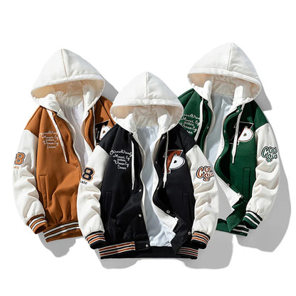 Hip hop zipper hooded jacket