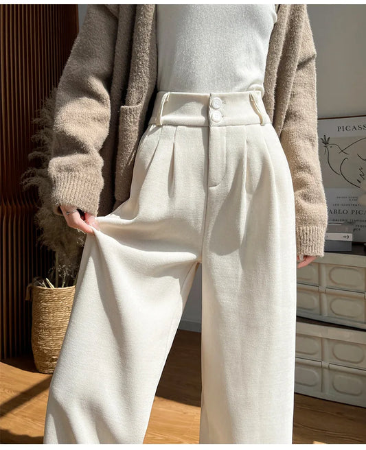 Women's fashion elastic high waist casual trousers