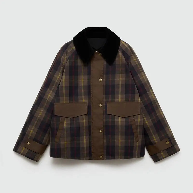 Fashion plaid patchwork women's jacket