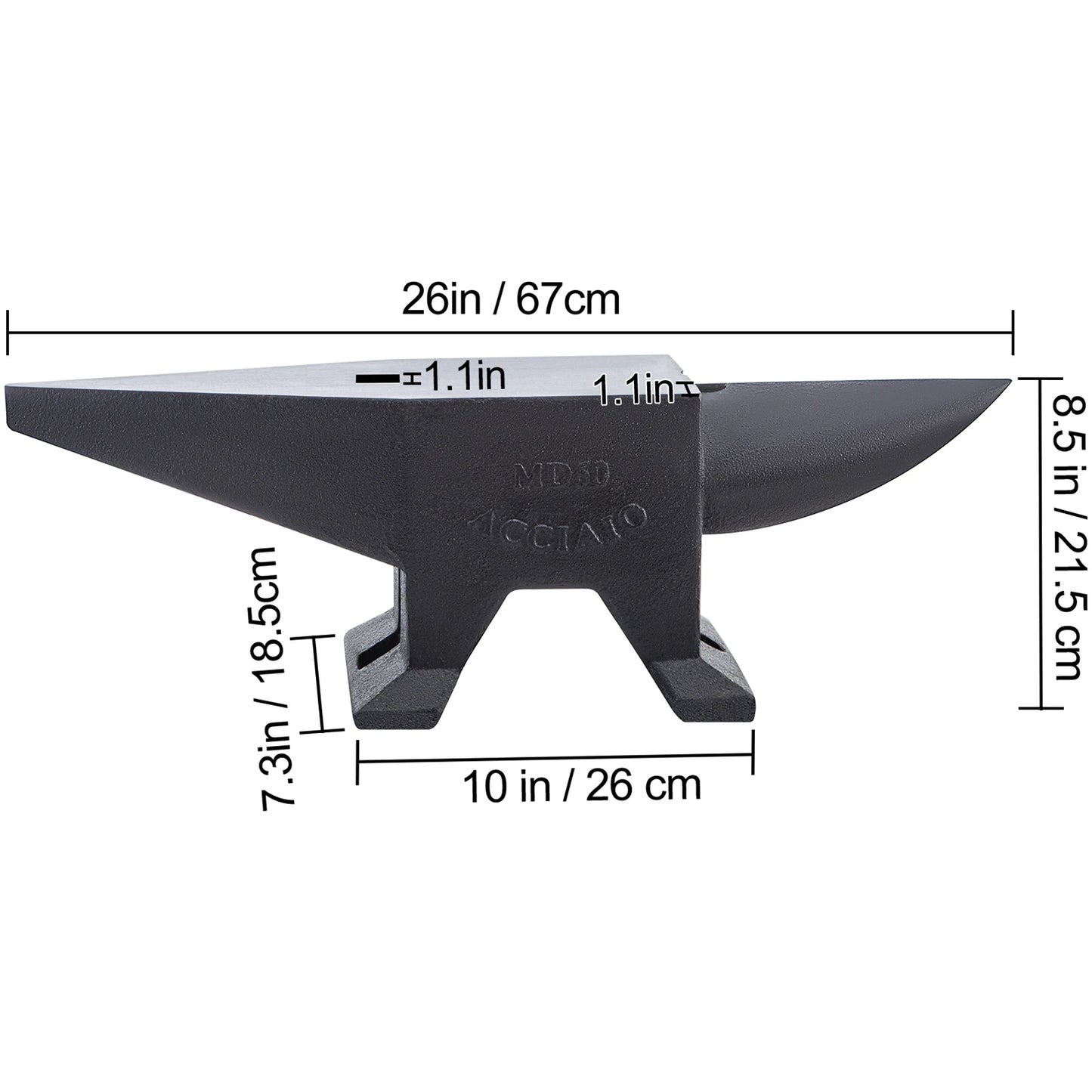 Single round horn anvil steel block