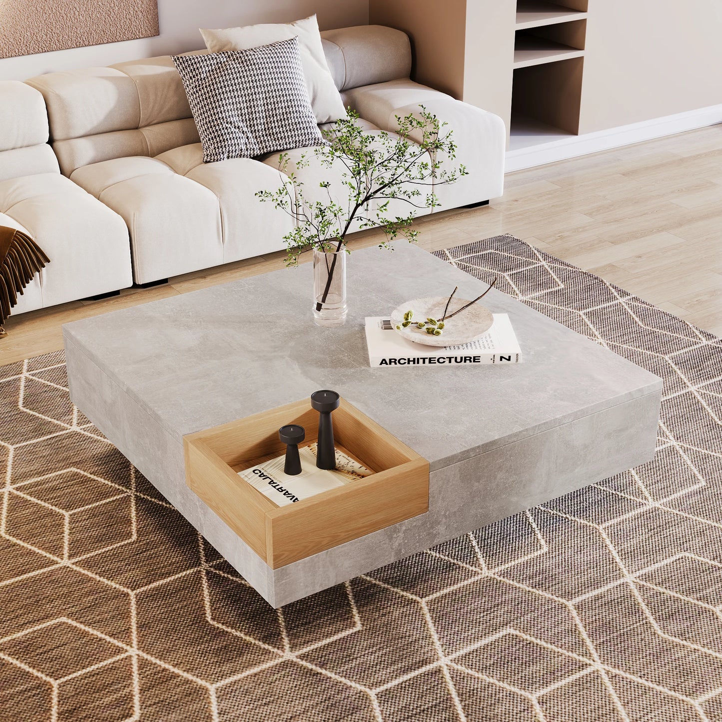 Side table with removable storage box