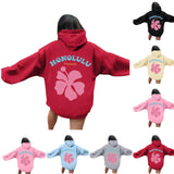 Women's Fleece Hooded Flower Embroidered Sweatshirt