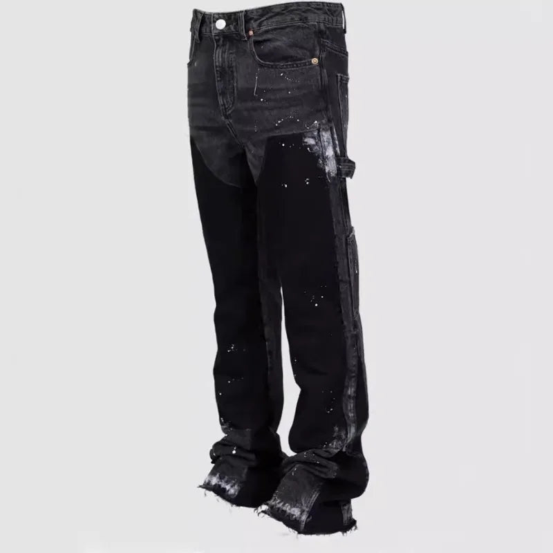 Men's Painting Patch Baggy Stacked Jeans