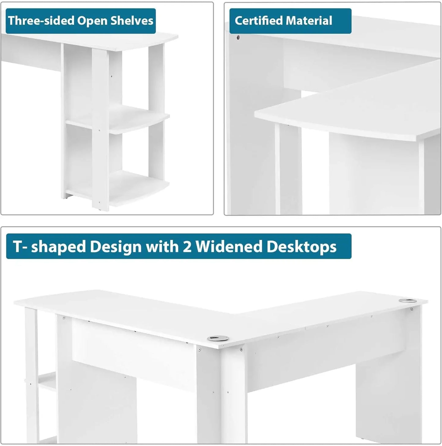 L-shaped computer corner desk