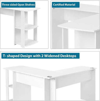 L-shaped computer corner desk