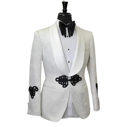 Floral men's suit jacket with mandarin buttons