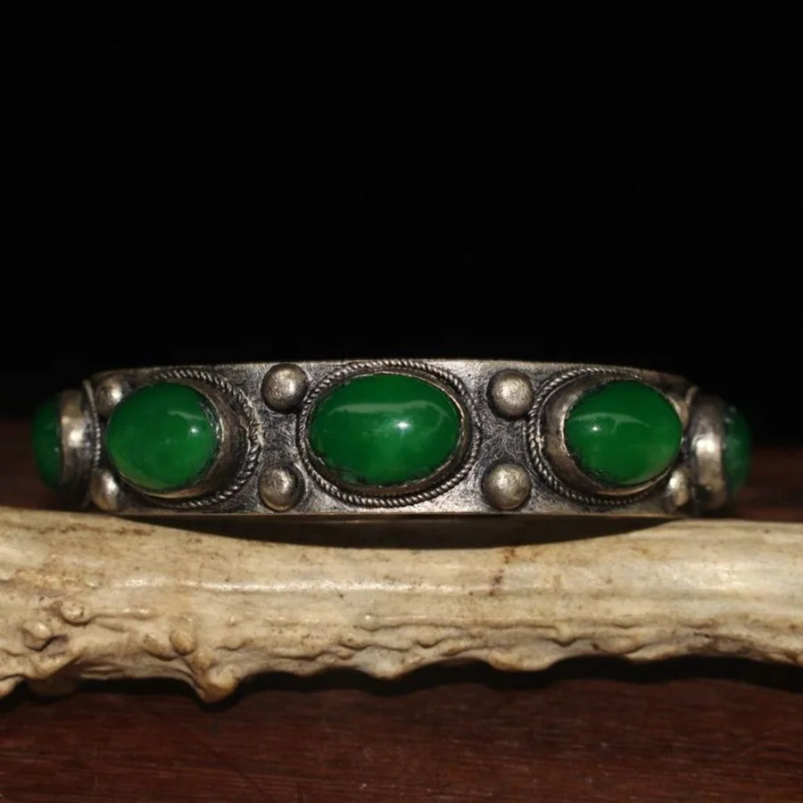 Antique Distressed White Bronze Bracelet