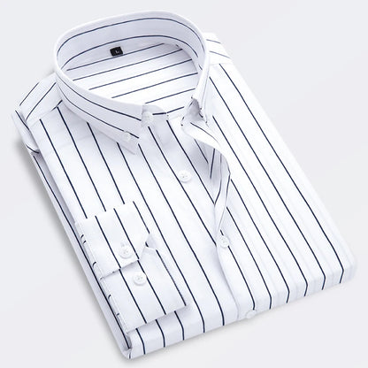 Men's striped casual long sleeve slim fit shirt