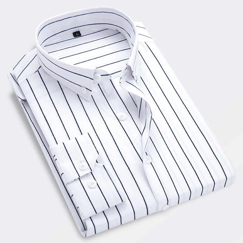 Men's Striped Casual Long Sleeve Slim Fit Shirt