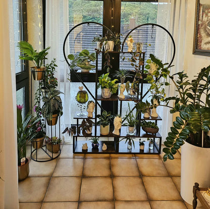 6 tier wood and metal plant flower rack