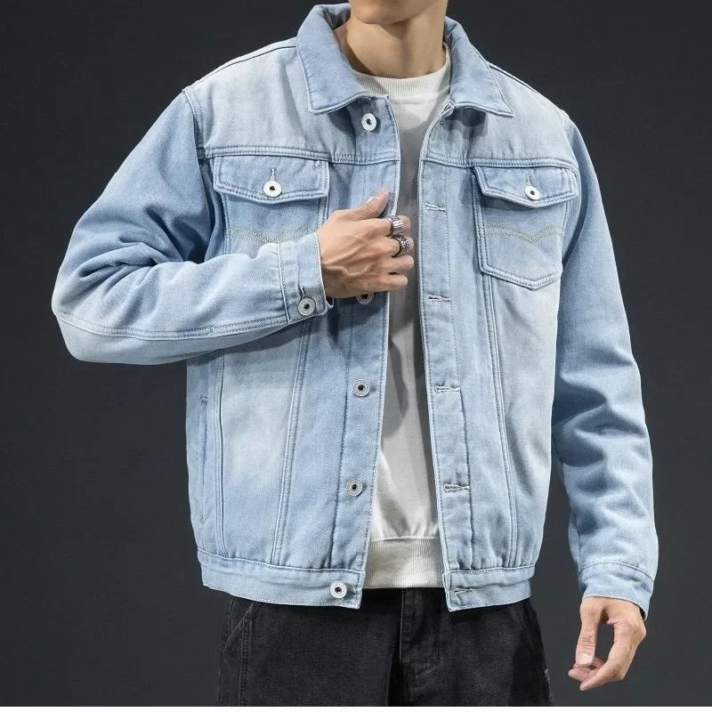Down collar single breasted loose jacket